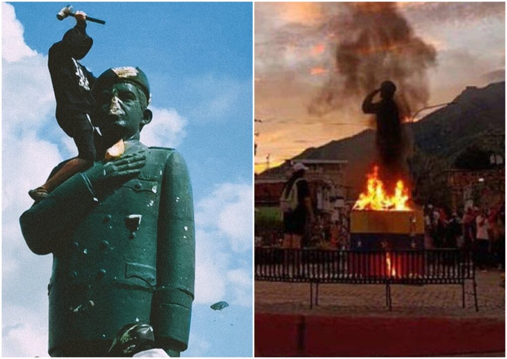 Venezolanos Derriban Estatuas de Chávez en Protestas Contra el Resultado de las Presidenciales