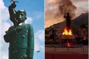 Venezolanos Derriban Estatuas de Chávez en Protestas Contra el Resultado de las Presidenciales